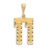 14k Small Brushed Diamond-cut Number 11 Charm