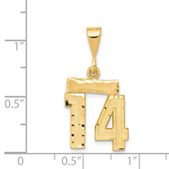 14K Small Diamond-cut Number 14 Charm