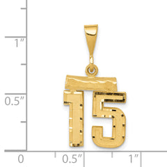 14K Small Diamond-cut Number 15 Charm