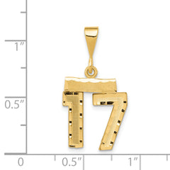 14K Small Diamond-cut Number 17 Charm
