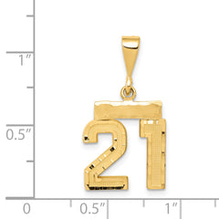 14K Small Diamond-cut Number 21 Charm
