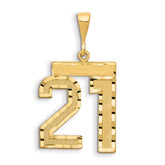 14k Small Brushed Diamond-cut Number 21 Charm