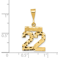 14K Small Diamond-cut Number 22 Charm