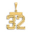 Number 32 Charm in 14K Yellow Gold, Brushed & Diamond-Cut - Sophia Jewelers