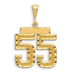 14k Small Brushed Diamond-cut Number 55 Charm