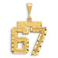 14k Small Brushed Diamond-cut Number 67 Charm