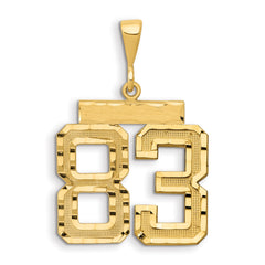 14k Small Brushed Diamond-cut Number 83 Charm