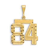 14k Small Brushed Diamond-cut Number 84 Charm