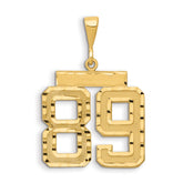 14k Small Brushed Diamond-cut Number 89 Charm