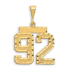 14k Small Brushed Diamond-cut Number 92 Charm