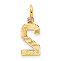 14K Small Polished Number 2 Charm