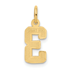 14K Small Polished Number 3 Charm