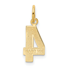 14K Small Polished Number 4 Charm