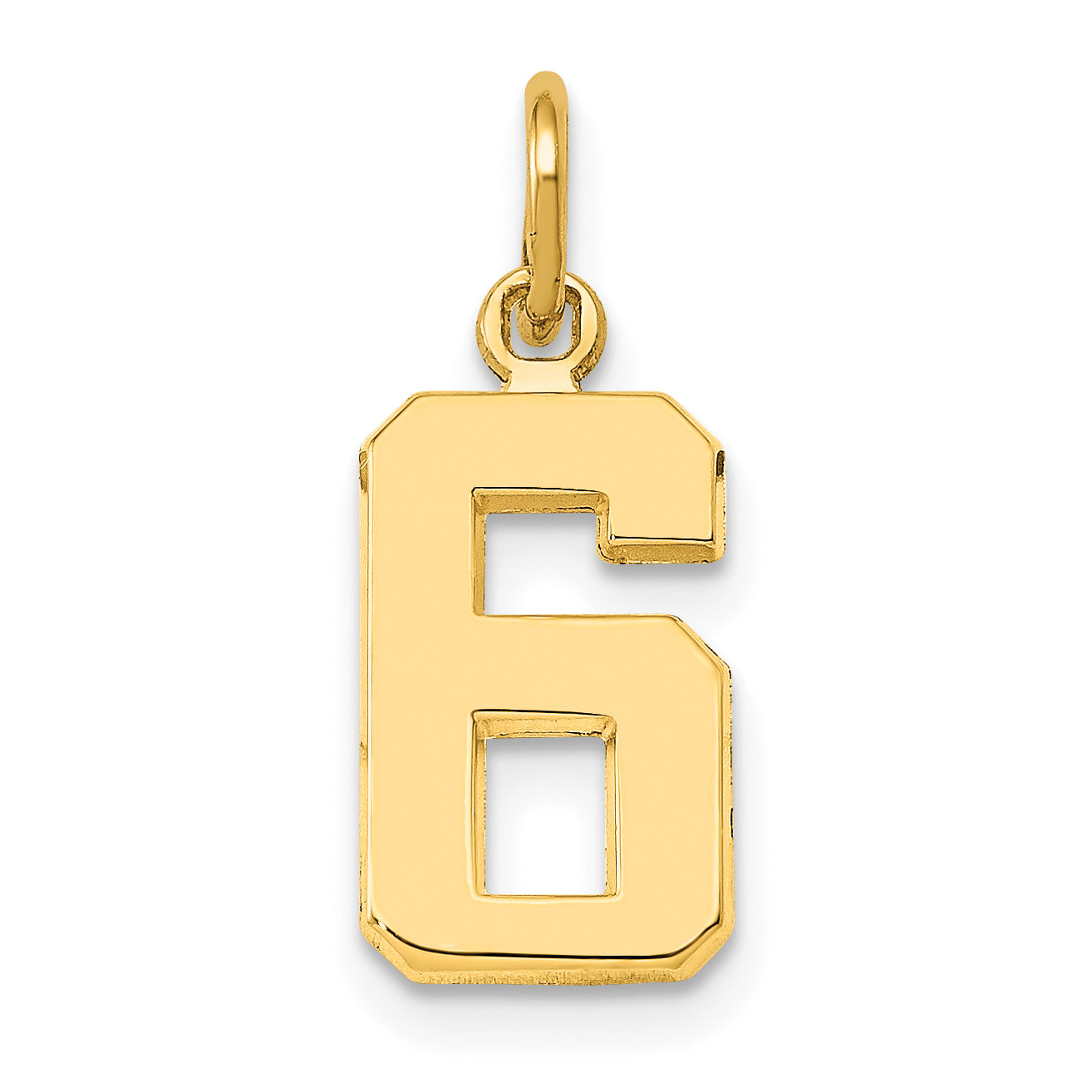 14k Small Polished Number 6 Charm