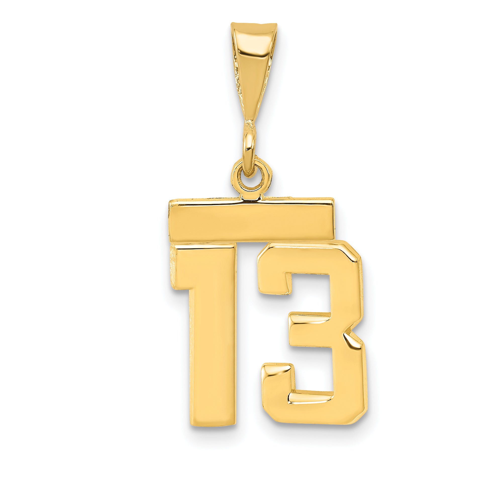14k Small Polished Number 13 Charm