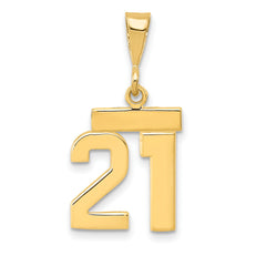 14k Small Polished Number 21 Charm