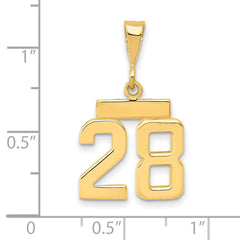 14K Small Polished Number 28 Charm