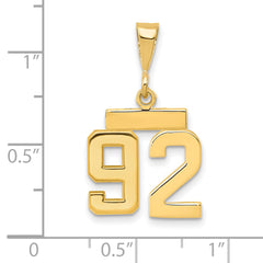 14K Small Polished Number 92 Charm