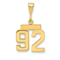 14k Small Polished Number 92 Charm