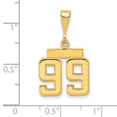 14K Small Polished Number 99 Charm