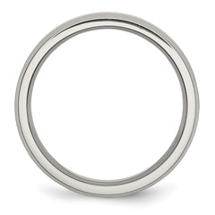 StainleSterling Silver Steel Brushed and Polished 6mm Flat Beveled Edge Band
