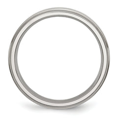 StainleSterling Silver Steel Polished 5mm Ridged Edge Band
