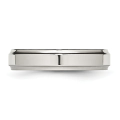 StainleSterling Silver Steel Polished 5mm Ridged Edge Band