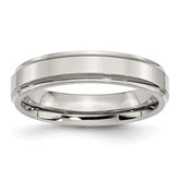 Sophia Jewelers Stainless Steel Polished Engravable Ridged-Edge Wedding Band