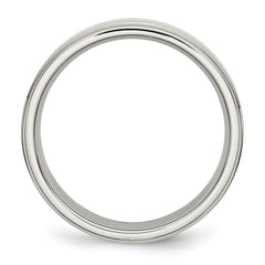 StainleSterling Silver Steel Polished 6mm Ridged Edge Band