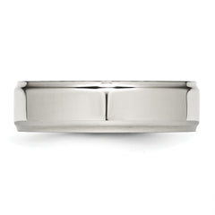 StainleSterling Silver Steel Polished 7mm Ridged Edge Band
