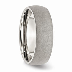 Stainless Steel Brushed 7mm Engravable Wedding Band with Domed Design