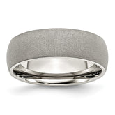 Stainless Steel Brushed 7mm Engravable Wedding Band with Domed Design