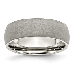 Stainless Steel Brushed 7mm Engravable Wedding Band with Domed Design