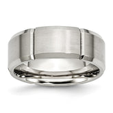 Sophia Jewelers 8mm Stainless Steel Beveled Wedding Band Engravable