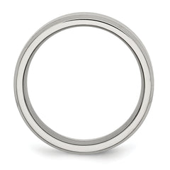 StainleSterling Silver Steel Polished with Brushed Center 8mm Flat Beveled Edge Band