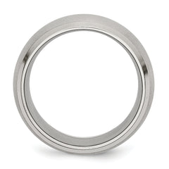 StainleSterling Silver Steel Brushed and Polished 10mm Beveled Edge Band