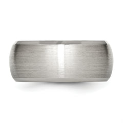 StainleSterling Silver Steel Brushed and Polished 10mm Beveled Edge Band