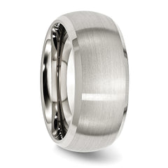 StainleSterling Silver Steel Brushed and Polished 10mm Beveled Edge Band