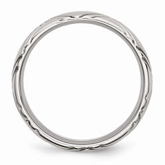 Stainless Steel Criss-cross Wedding Band with Brushed Polished Finish