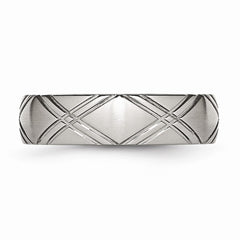 Stainless Steel Criss-cross Wedding Band with Brushed Polished Finish