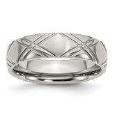 Stainless Steel Criss-cross Wedding Band with Brushed Polished Finish