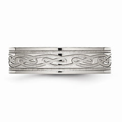 Stainless Steel Celtic Knot Wedding Band with Polished Laser Design