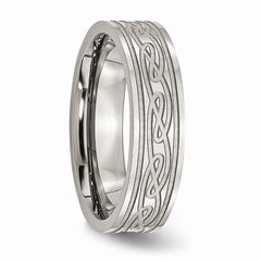 Stainless Steel Celtic Knot Wedding Band with Polished Laser Design