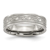 Stainless Steel Celtic Knot Wedding Band with Polished Laser Design