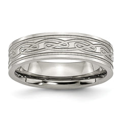 Stainless Steel Celtic Knot Wedding Band with Polished Laser Design