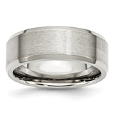 Sophia Jewelers Stainless Steel Wedding Band with Brushed & Polished Beveled Edge