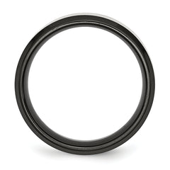 Stainless Steel Polished Black IP-plated with Brushed Center 8mm Beveled Edge Band