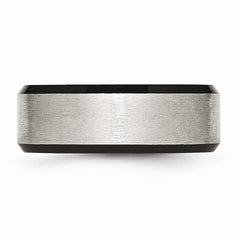 Sophia Jewelers Stainless Steel Wedding Band with Black IP Beveled Edge