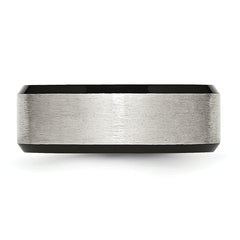 Stainless Steel Polished Black IP-plated with Brushed Center 8mm Beveled Edge Band