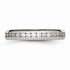 Sophia Jewelers Polished Stainless Steel April Birthstone Ring with White CZ Stone